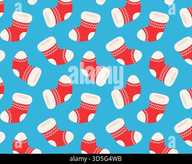 Seamless pattern. Christmas stockings. Isolated background. Vector illustration. Stock Vector
