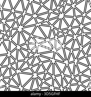 Vector science background. Compact triangles size. Black and white style. Rounded triangles outlined. Repeatable pattern. Monochrome Contrast. Stock Vector