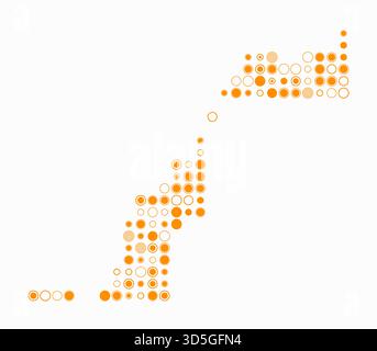 Western Sahara, shape of the country built of colored cells. Digital-style map of Western Sahara on a white background. Large-sized circle blocks. Stock Vector