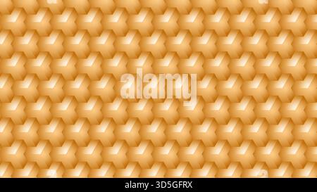 Abstract seamless golden hexagon pattern with 3D depth and light gradient for modern design backgrounds, vector illustration Stock Vector