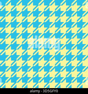 Modern houndstooth pattern in bright blue and yellow tones, perfect for fabric, wallpaper and graphic design, vector illustration Stock Vector