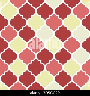 Elegant geometric quatrefoil pattern in warm red and yellow shades, perfect for backgrounds and textile design, vector illustration Stock Vector