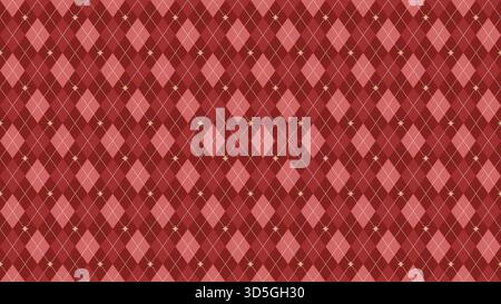 Classic red argyle seamless pattern with dotted lines and star accents, perfect for holiday and Christmas designs Stock Vector