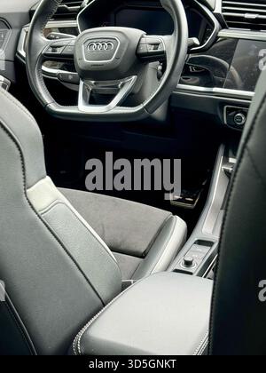 Detailed look at the interior of a modern Audi vehicle showcasing sleek design and comfort Stock Photo