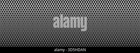 horizontal seamless black and white blended hexagon pattern for design and background. Stock Vector