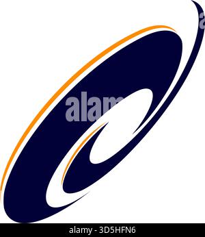 A logo for a company featuring a spiral design in dark blue and orange shades on white backdrop Stock Vector