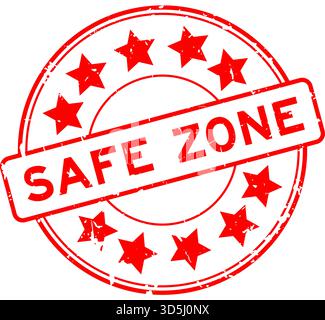 Grunge red safe zone word hexagon rubber seal stamp on white background ...