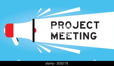 Color megaphone icon with word project meeting in white banner on blue background Stock Vector