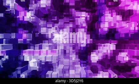Abstract purple cube mosaic with vibrant geometric blocks and digital art vibe Stock Photo