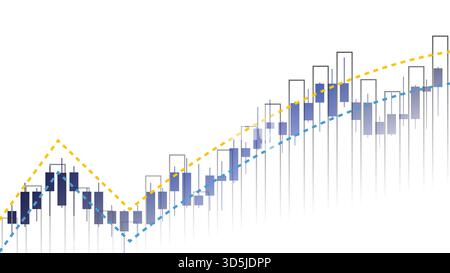 Financial trading candlestick chart with moving average lines, vector stock market analysis graph Stock Vector