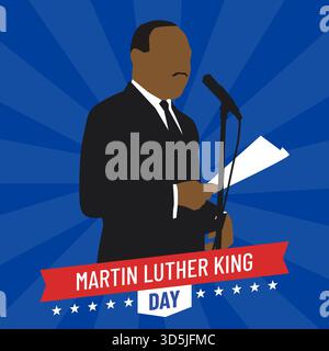 Martin Luther King Jr Day Silhouette at Podium Illustration Stock Vector