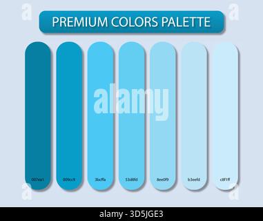 Premium blue color palette shades scheme design inspiration for graphic design and web design projects Stock Vector