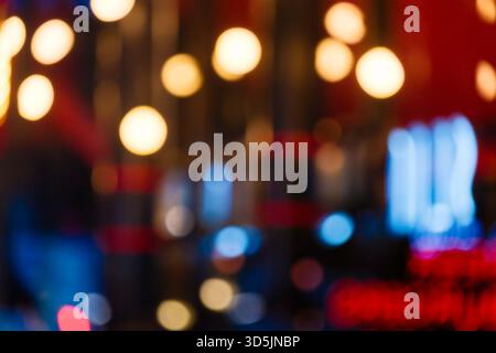 Abstract lights on city street at night, London, UK Stock Photo