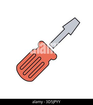 Flathead screwdriver representing essential hand tools for home improvement, maintenance, and various technical tasks Stock Vector