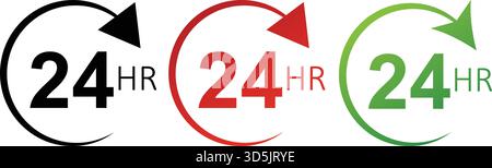 24 Hour Service Available Anytime Badge for Customer Support and Assistance Stock Vector
