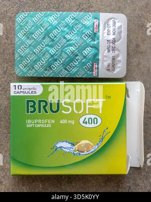 Brusoft Ibuprofen 400 mg soft capsules Stock Photo