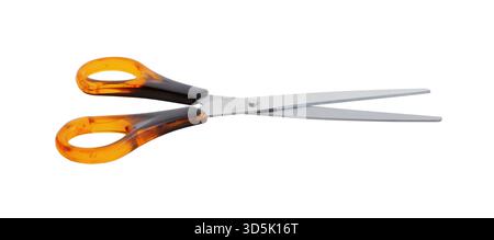 New modern opened scissors isolated on white. Stock Photo