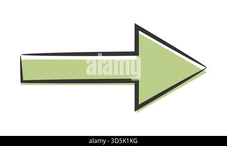 Green right arrow symbol with an outline isolated on white background. Vector illustration Stock Vector