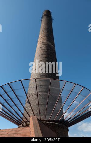 Flue-gas stack chimney (102.5-metre, 336 ft) from 1948 of the former Tallinn Power Plant in Tallinn, Estonia. Stock Photo