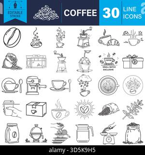Coffee line icons collection vector illustration for design needs Vector Stock Vector