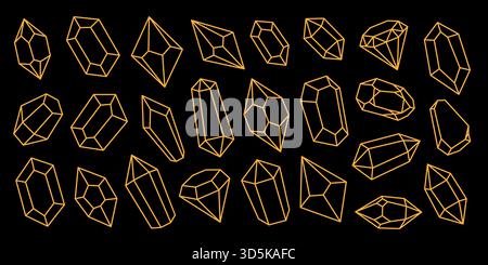 Crystals set. Spirituality crystals. Gemstones, amethyst, ruby, sapphire, emerald, topaz and quartz. Vector illustration. Stock Vector