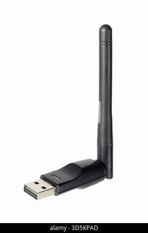 Wifi usb dongle with antenna isolated on white background Stock Photo