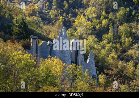Earth pyramids of Euseigne, Canton of Valais, Switzerland Stock Photo