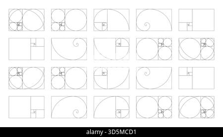 Fibonacci numbers, array. Template of horizontal golden ratio harmony ...