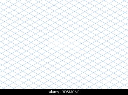 Blue line guides. Mathematic typography pattern for making notebooks production for education, school. Blue isometric grid, squared grid. Notebook Stock Vector