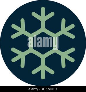 Flat Line Snow Flake Circle Label Stock Vector