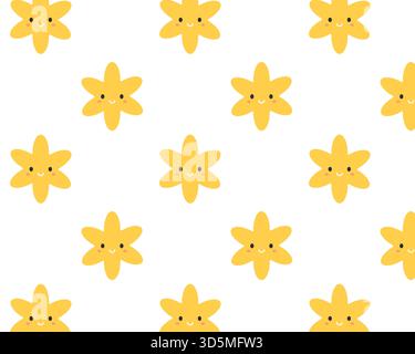 Seamless Christmas pattern. Cute yellow stars. Isolated white background. Vector illustration. Stock Vector
