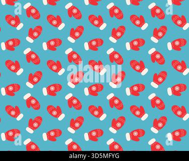 Seamless pattern. Christmas red mittens. Isolated background. Vector illustration. Stock Vector