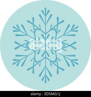 Icy Blue Snowflake Sticker Round Label Stock Vector