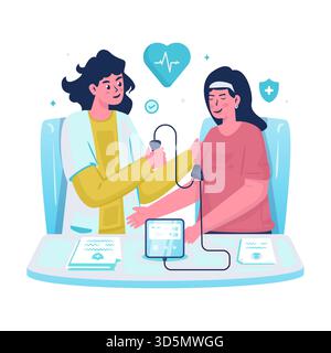 Doctor measuring patient blood pressure vector illustration Stock Vector