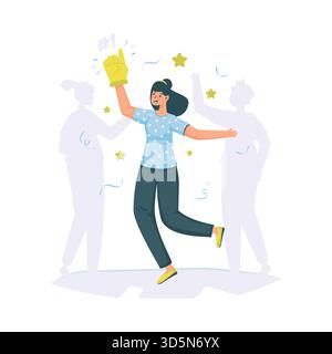 Girl pointing one hand symbol vector illustration Stock Vector