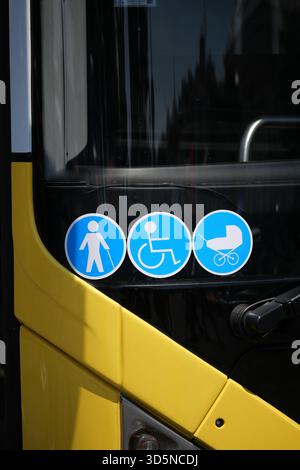 Accessibility signs on city bus indicating features for all users Stock ...