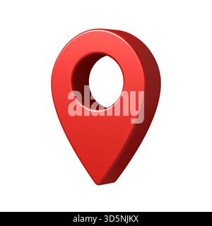 3d red location map pointer pin isolated on white background 3D rendering Stock Photo