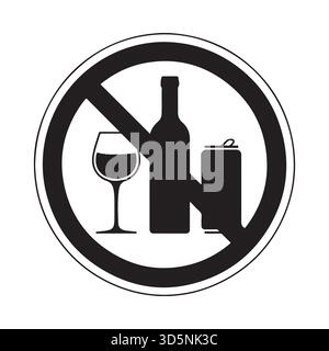 Warning Sign For Alcohol Using A red circular prohibition sign with a diagonal line through a black ...