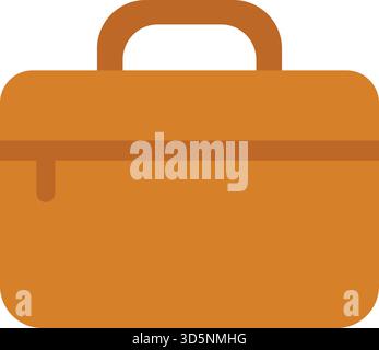 A sleek warm brown briefcase with a long top handle and horizontal zip suited to minimalist commuters Stock Vector