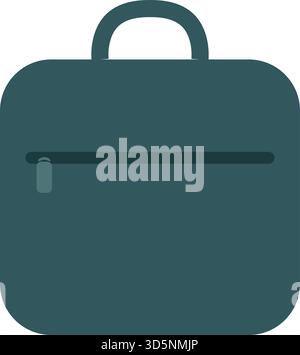 A minimalist dark teal briefcase with a front zip pocket and soft corners suitable for laptops and documents Stock Vector