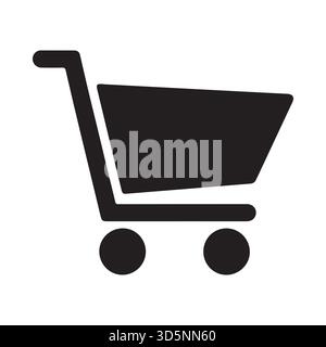 A minimalist black silhouette of a shopping cart, a common symbol for e-commerce and online shopping. Stock Vector