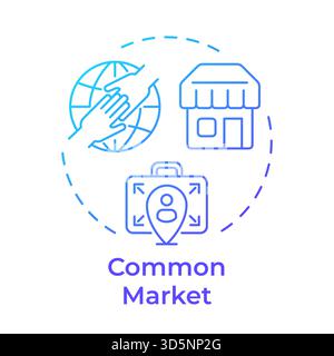 Common market blue gradient concept icon Stock Vector