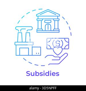 Subsidies blue gradient concept icon Stock Vector