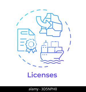 Licenses blue gradient concept icon Stock Vector