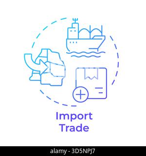 Import trade blue gradient concept icon Stock Vector