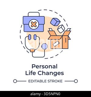 Personal life changes multi color concept icon Stock Vector