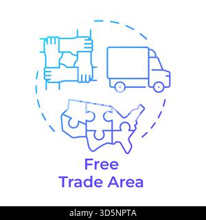 Free trade area blue gradient concept icon Stock Vector