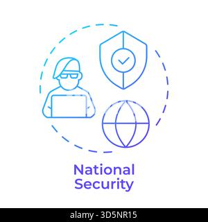 National security blue gradient concept icon Stock Vector