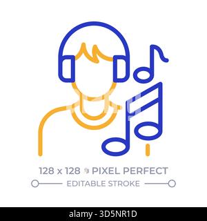 Musician pixel perfect two color line icon Stock Vector