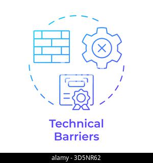 Technical barriers blue gradient concept icon Stock Vector